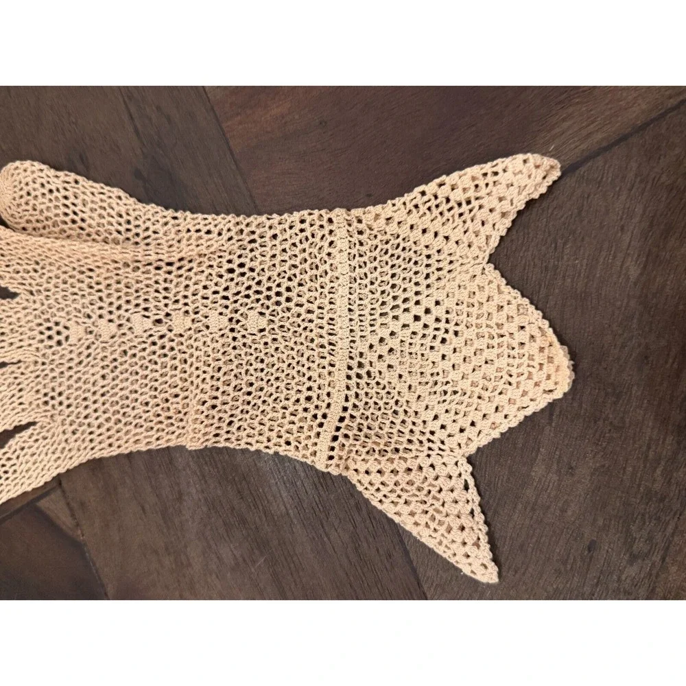 Vintage Women Crotched Cotton Gloves‎ Bracelet Length Edwardian to pre 60s Style